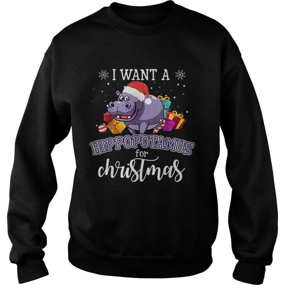 I Want A Hippopotamus For Christmas Cute Hippo Xmas Pajama Sweatshirt